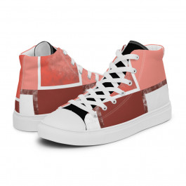 Abstract Red Brick Squares Men’s High Top Canvas Sneakers