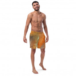 Abstract Gold Orange & Black Men's Swim Trunks