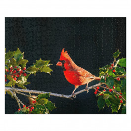 Bright Red Cardinal Perched On A Branch Jigsaw puzzle