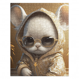 Baby Hip Hop Bunny In A Gold Hoodie Jigsaw puzzle