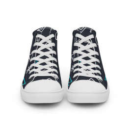 Abstract Blue & White Men’s High Top Canvas Shoes