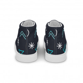 Abstract Blue & White Women’s High Top Canvas Shoes