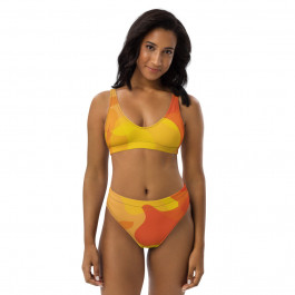 Abstract Orange Recycled High-waisted Bikini