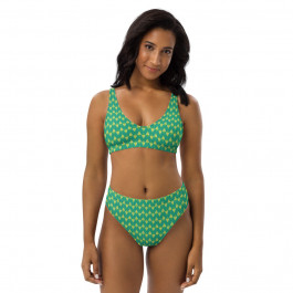 Abstract Green & Yellow Recycled High-waisted Bikini