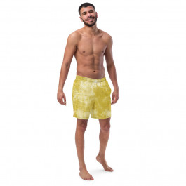 Abstract Mustard Colored Men's Swim Trunks