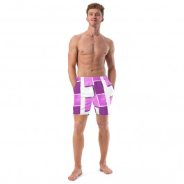 Abstract Purple & White Men's swim trunks