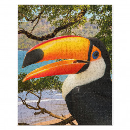 Toucan Perched In Tree Over Beach Jigsaw Puzzle