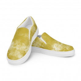 Golden Mustard Abstract Men's Slip-on canvas Sneakers